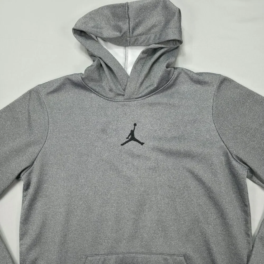 Jordan Jumpman Hoodie Youth XL Gray Dri Fit Athletic Pullover Sweatshirt